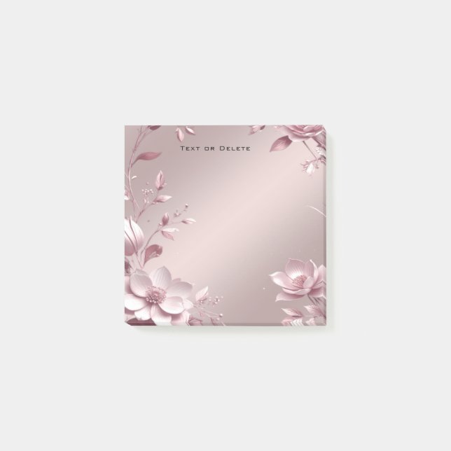 Delicate Pink Floral Post it Notes (Front)