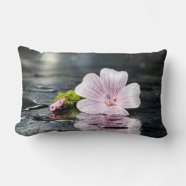 Delicate Pink Flower  Lumbar Cushion (Front)