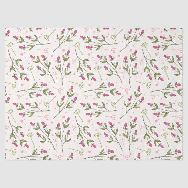 Delicate Pink Flowers Pattern Tissue Paper (Front)