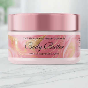 Delicate Pink Gold Cosmetics Body Butter Jar Label