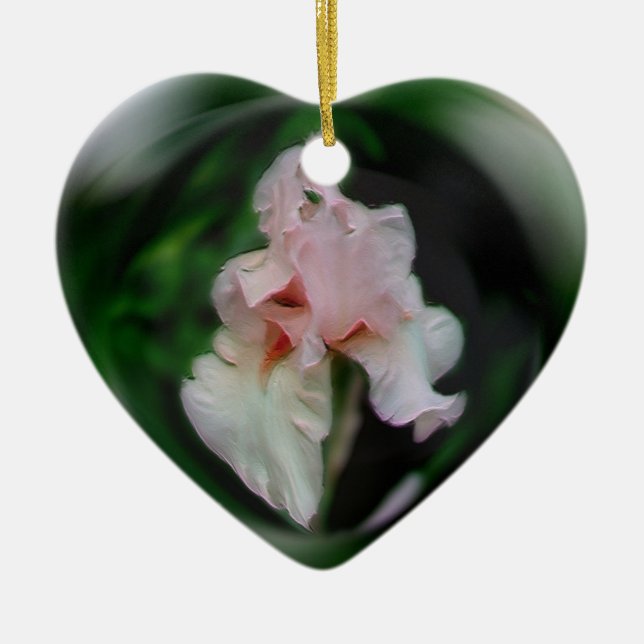 Delicate Pink Iris Flower Art Ornament (Front)