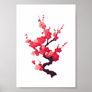 Delicate Pink Japanese Cherry Tree Twig Poster