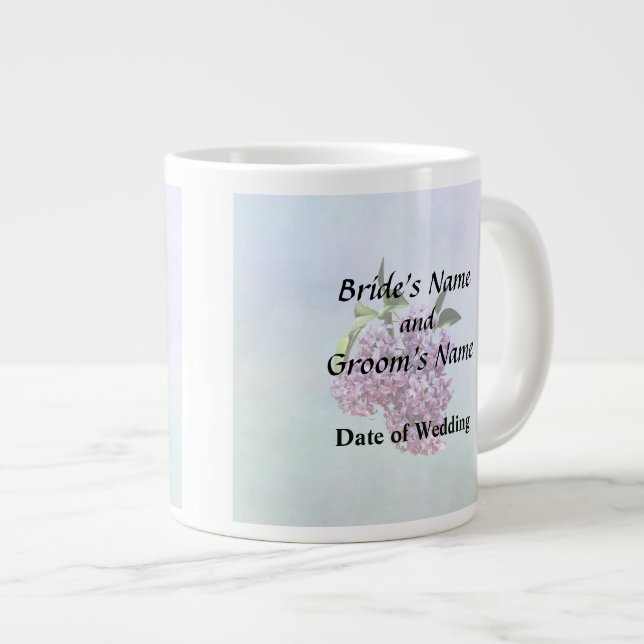 Delicate Pink Lilacs Wedding Products Large Coffee Mug (Front Right)