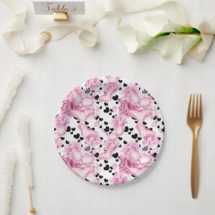 Delicate pink lingerie Bridal Shower paper plate