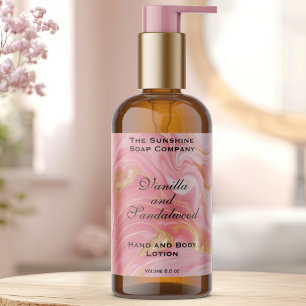 Delicate Pink Marble & Gold Foil Cosmetics Bottle Rectangular Sticker