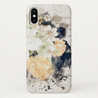 Delicate pink orange floral blue watercolor splash Case-Mate iPhone case