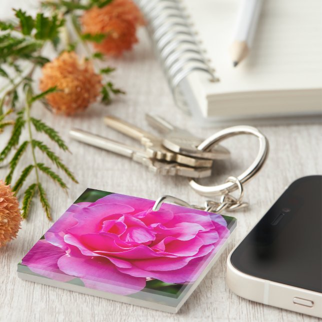 Delicate pink rose. key ring (Front Right)