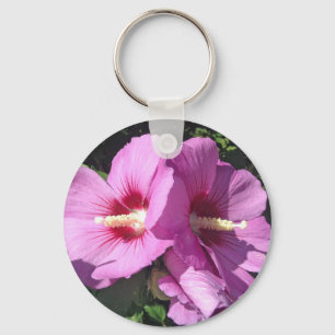 Delicate Pink Rose of Sharon/Hibiscus Photo Key Ring
