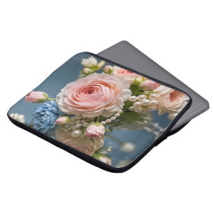 Delicate pink rose with pearl in vase  laptop sleeve