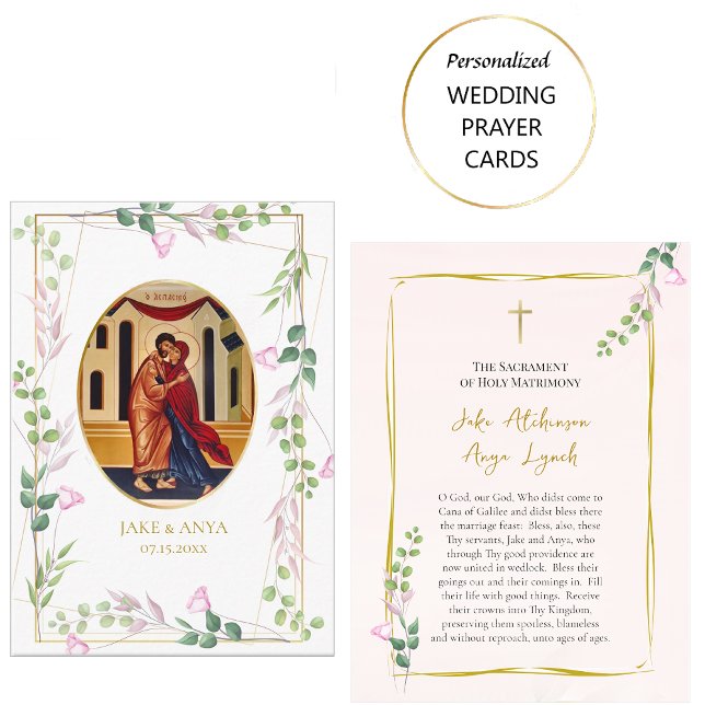Delicate Pink Roses Orthodox Wedding Prayer Card (Creator Uploaded)