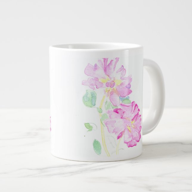 Delicate Pink Roses: Pretty Jumbo Mug (Front Right)
