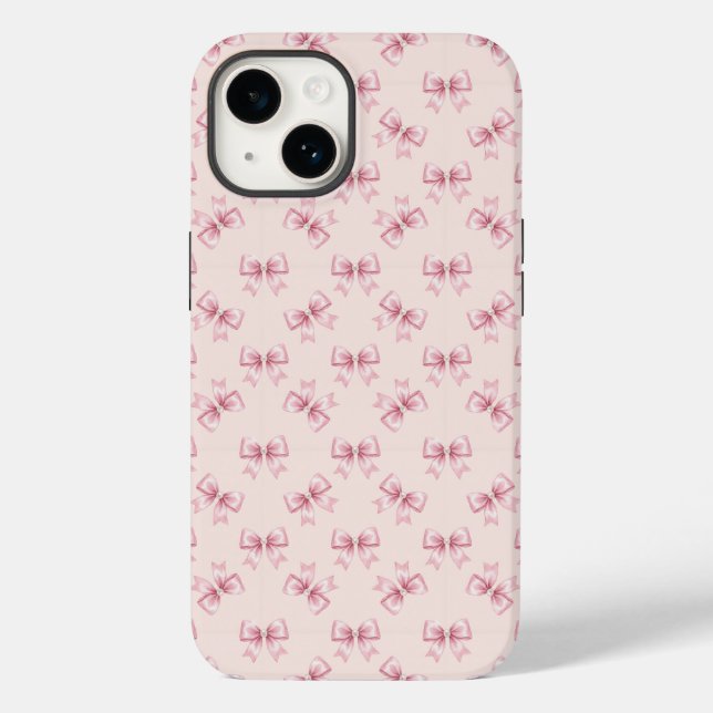 Delicate Pink Satin Bows Pearl Girly Coquette Case-Mate iPhone Case (Back)