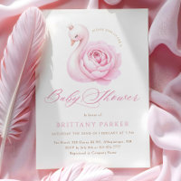Delicate Pink Swan Floral Baby Shower