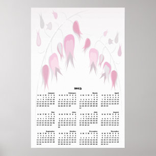 Delicate Pink Tulip Like Flowers 2013 Calendar Poster