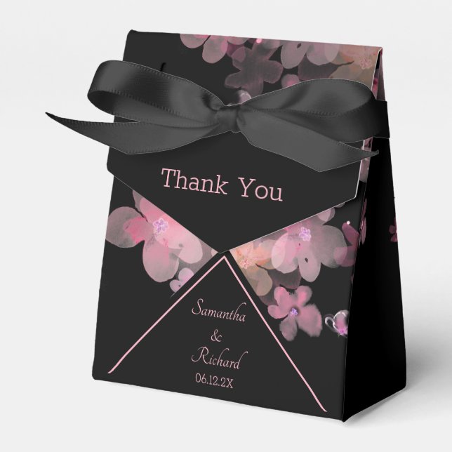 Delicate Pink Watercolor Floral Favour Box (Front Side)