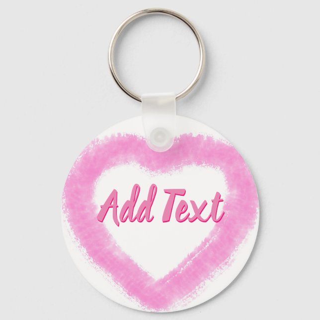 Delicate Pink Watercolor Heart Shape Key Ring (Front)