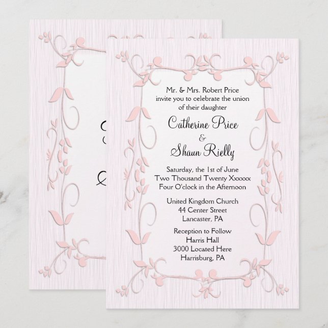 Delicate Pink Wedding Invitations (Front/Back)
