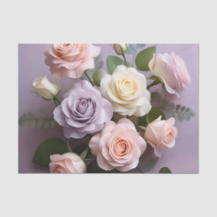 Delicate Pink White And Purple Roses Tissue Paper
