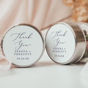 Delicate Plum Purple Thank You Wedding Favour Classic Round Sticker
