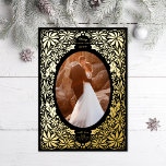 Delicate Poinsettia Oval Frame Photo<br><div class="desc">Original illustrated frame made of poinsettias and holly leaves. Also available in alternate orientation; choose from gold,  rose gold or silver foil; you can also change the colour underneath using the layers option,  select the svg file colour.</div>