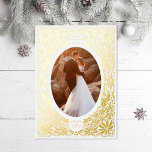 Delicate Poinsettia Oval Frame Photo<br><div class="desc">Original illustrated frame made of poinsettias and holly leaves. Also available in alternate orientation; choose from gold,  rose gold or silver foil; you can also change the colour underneath using the layers option,  select the svg file colour.</div>