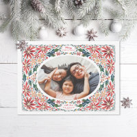 Delicate Poinsettia Oval Frame Photo