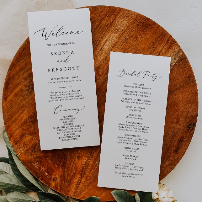 Delicate  Printable or Printed Wedding Program Invitation (Creator Uploaded)
