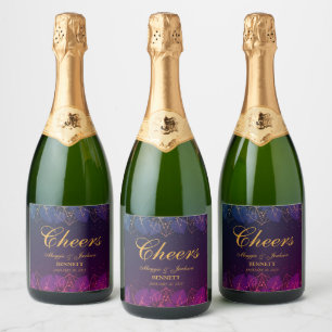 Delicate Purple and Gold Leaves Sparkling Wine Lab Sparkling Wine Label
