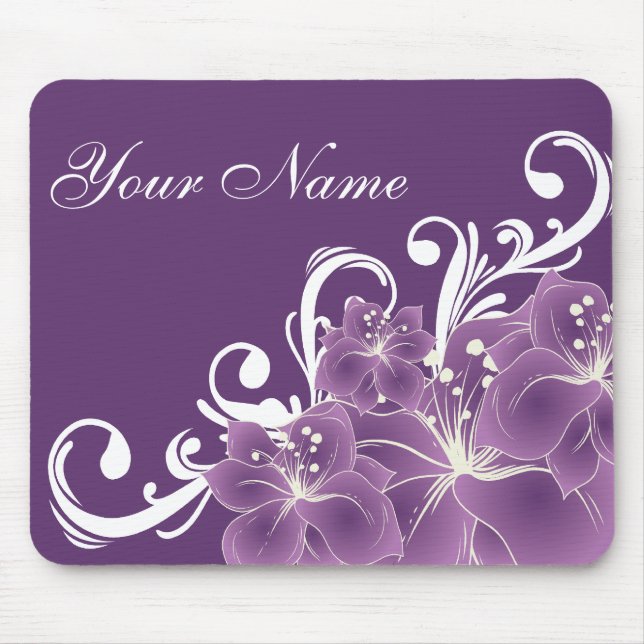 Delicate Purple and White Flowers Mouse Pad (Front)
