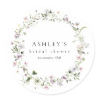 Delicate Purple Floral Bridal Shower Sticker