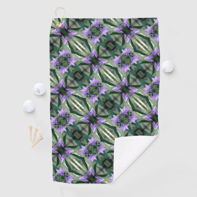 Delicate Purple Flowers Abstract Pattern       Golf Towel (InSitu)