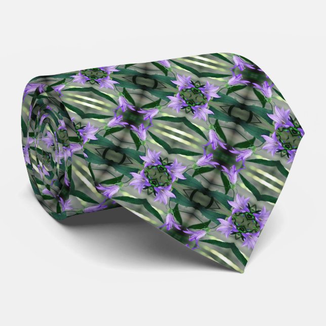 Delicate Purple Flowers Abstract Pattern       Tie (Rolled)