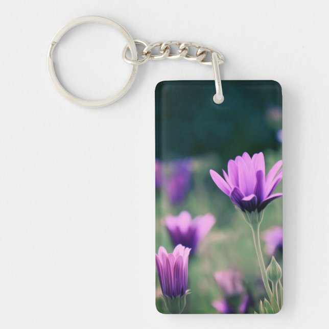 Delicate Purple Flowers Key Ring (Front)