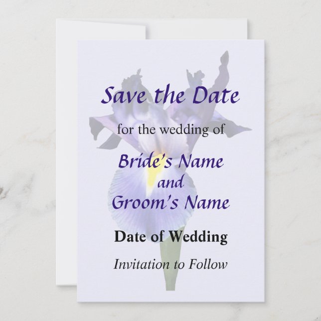Delicate Purple Iris Save the Date (Front)