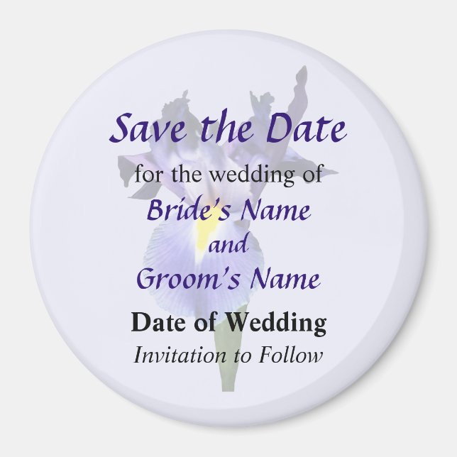 Delicate Purple Iris Save the Date Magnet (Front)