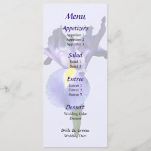 Delicate Purple Iris Wedding Menu