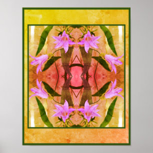 Delicate Purple Lily Flowers Distressed Art Poster
