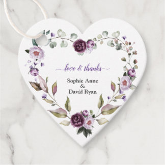 Delicate Purple Pink Peonies Flowers Wedding Favour Tags