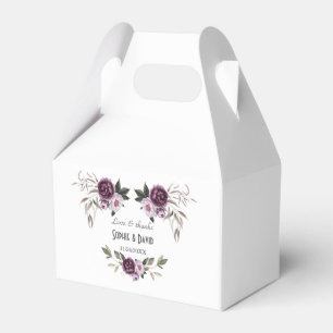 Delicate Purple Pink Peony Flowers Gold Wedding Favour Box