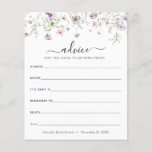 Delicate Purple Wildflower Advice for Newlyweds<br><div class="desc">Have your shower guests fill out these adorable advice cards at your bridal shower or couples shower. Personalise the with bride-to-be's name and shower date. Matching Collection found on the Adore Paper Co. Zazzle shop.</div>