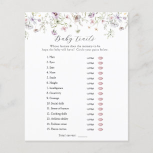 Delicate Purple Wildflower Baby Traits Shower Game