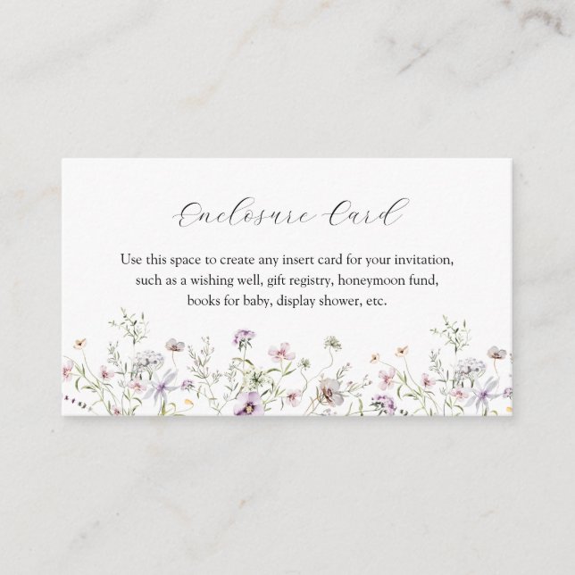 Delicate Purple Wildflower Enclosure Card (Front)