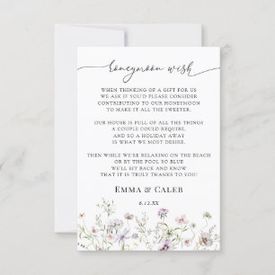 Delicate Purple Wildflower Honeymoon Wish Invitation