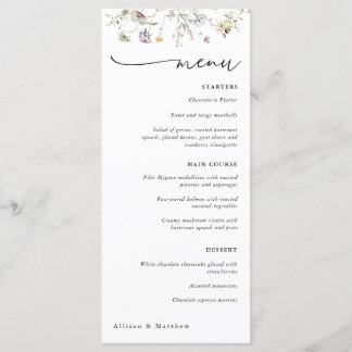 Delicate Purple Wildflower Menu