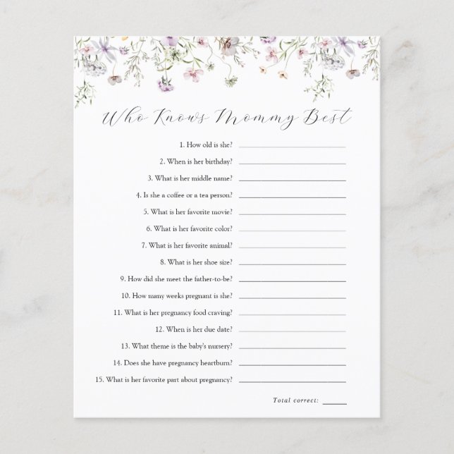 Delicate Purple Wildflower Who Knows Mummy Best (Front)