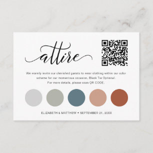 Delicate QR Code Wedding Colour Palette Attire Car Enclosure Card