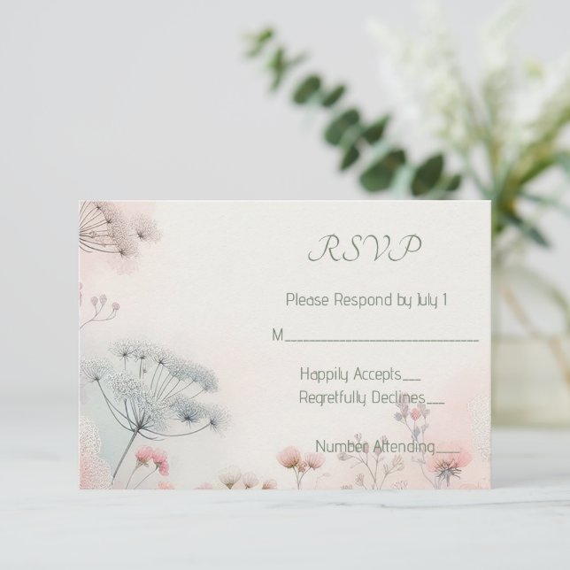 Delicate Queen Anne's Lace RSVP Card (Standing Front)