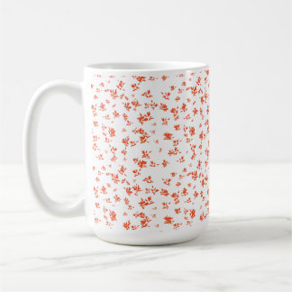Delicate Red Floral Pattern on Soft Cream  Coffee Mug