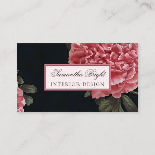 Delicate Red Flower Classy Business Card