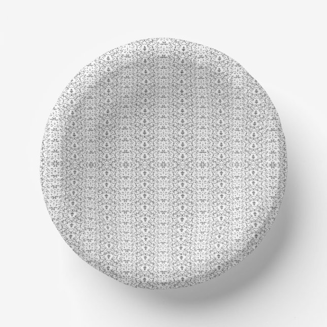 Delicate, repeating light grey floral pattern on a paper plate (Front)
